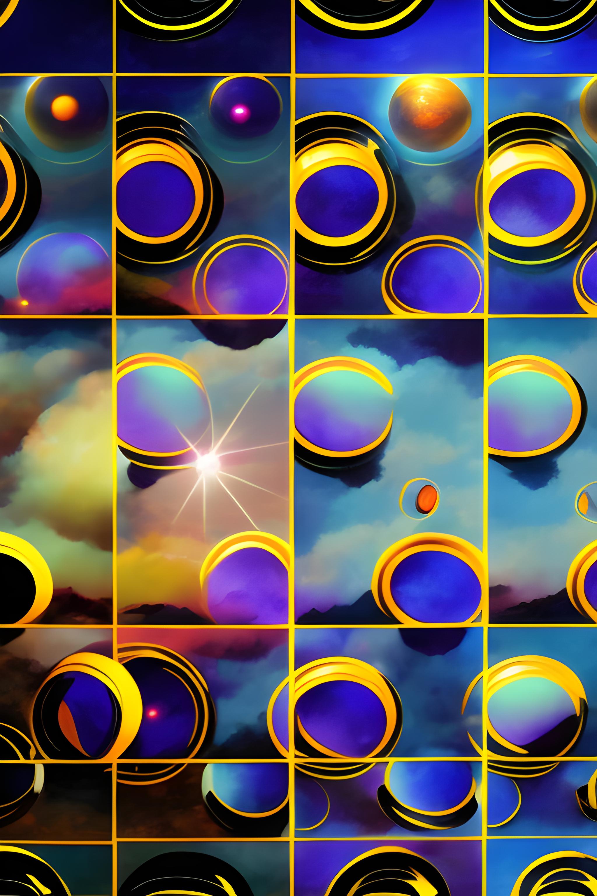Many mirrors which show sun set and sun rise while space is happy 